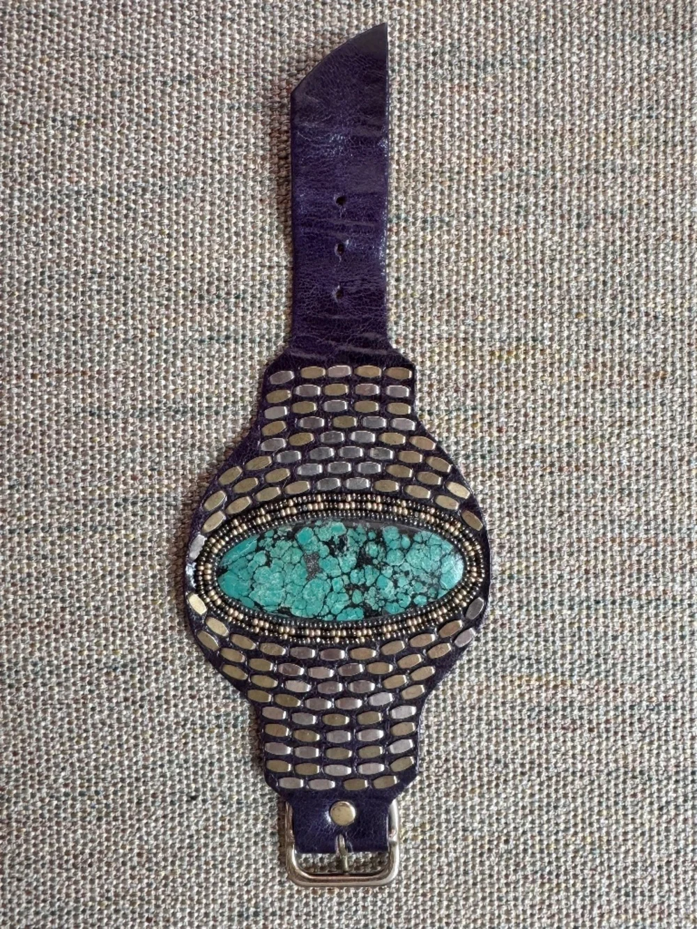 Calleen Cordero Leather Cuff with Turquoise